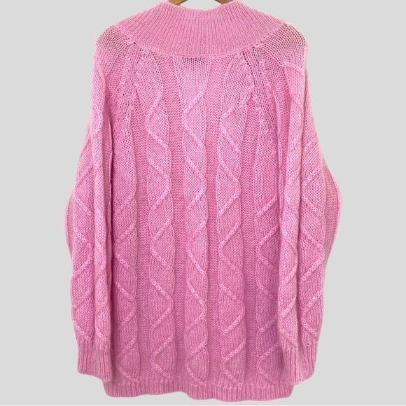 Amanda Smith Coquette Soft Girl Cloud Luxe Pink Mohair Sweater L Cable Knit - Picture 2 of 7